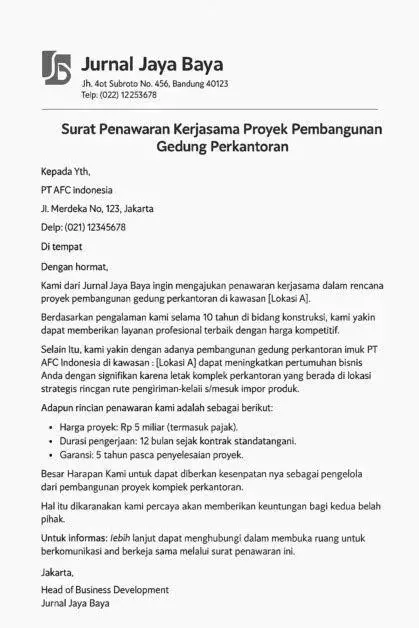 struktur surat penawaran bisnis profesional struktur surat penawaran bisnis profesional