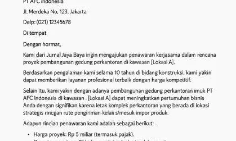 negosiasi bisnis melalui surat penawaran