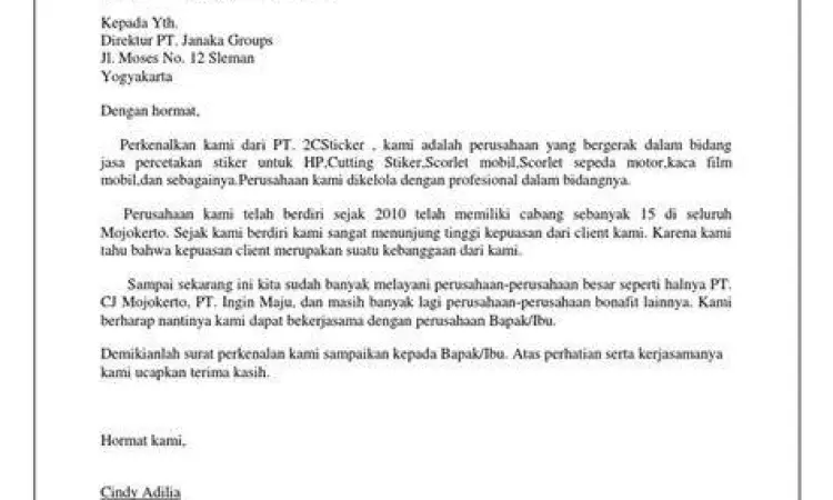 dokumen bisnis surat perkenalan dokumen bisnis surat perkenalan