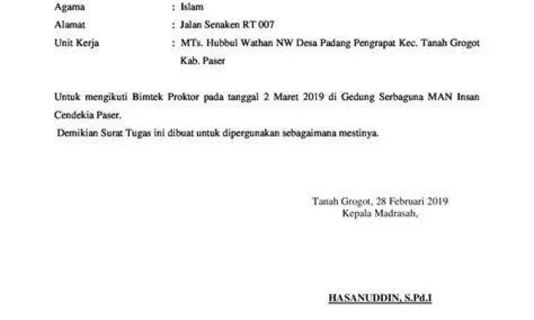 Format administrasi surat tugas