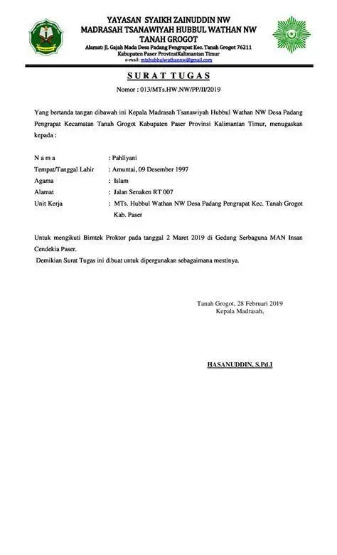 Format administrasi surat tugas Format administrasi surat tugas
