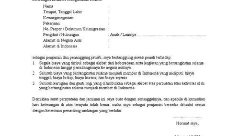 template surat pernyataan perusahaan
