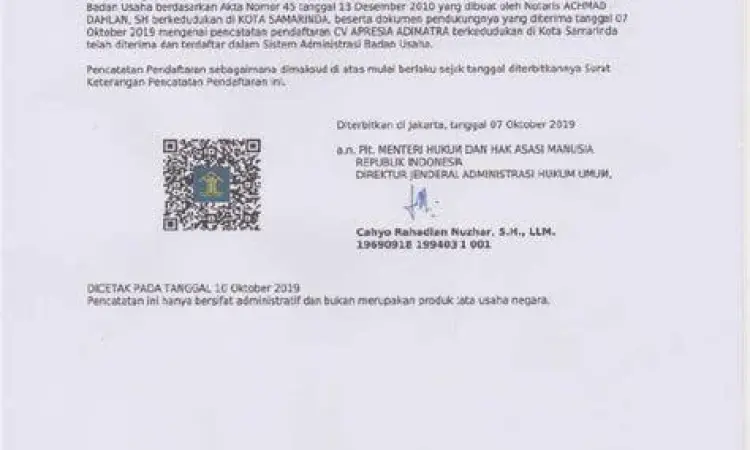 Validasi SK Kemenkumham Verifikasi Contoh Nomor Perusahaan AHU