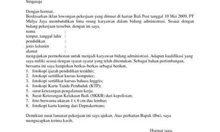 syarat administrasi surat kerja syarat administrasi surat kerja