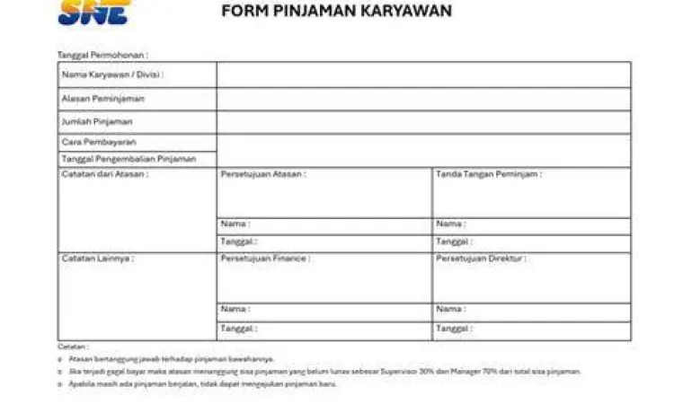 Contoh formulir pinjaman karyawan resmi