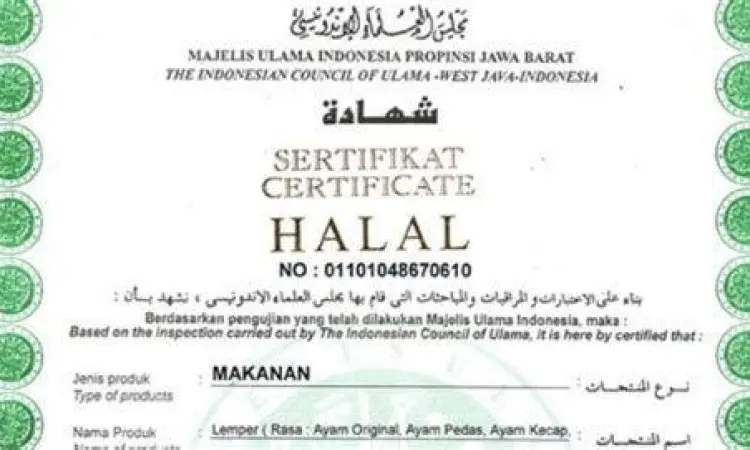 Sertifikasi Halal Indonesia Sertifikat halal sebagai bagian dari izin usaha produk pangan