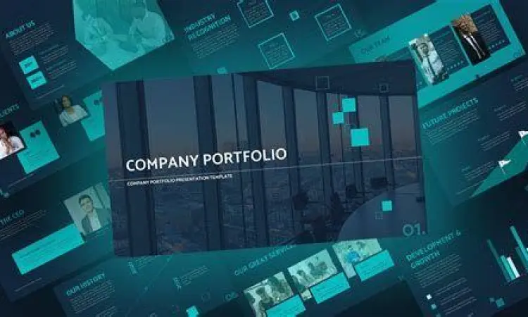 Desain layout portofolio korporat yang bersih dan minimalis