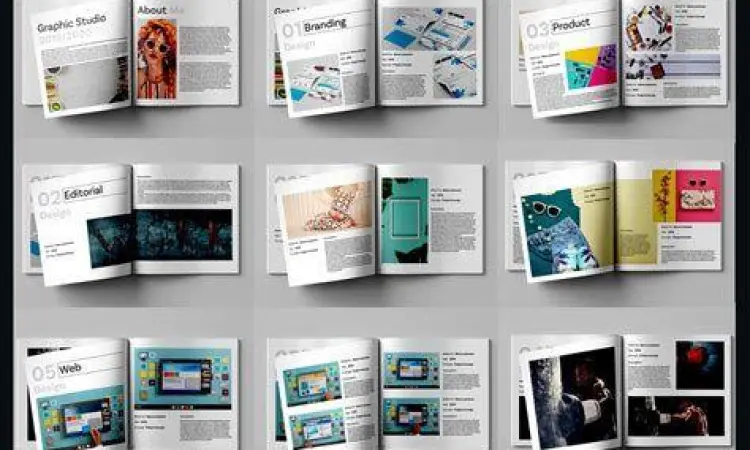 Desain buku portofolio agensi desain grafis