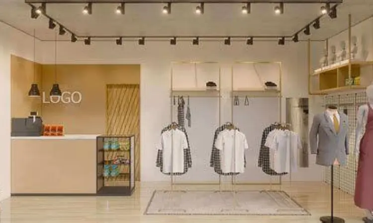 Display produk fashion di toko retail