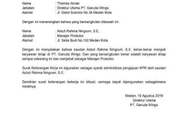 Pengesahan surat keterangan kerja