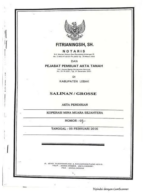 Legalitas Akta Notaris Dokumen akta notaris untuk pendirian koperasi