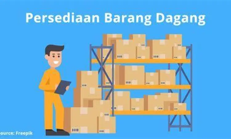 Ilustrasi persediaan barang dagang di gudang untuk jurnal penyesuaian