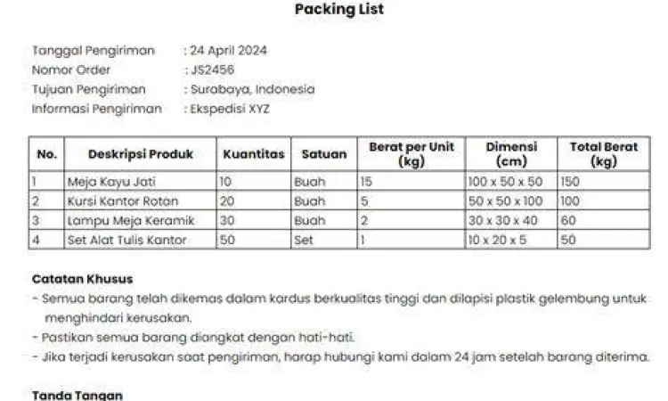 Dokumen logistik dan surat jalan dalam gudang