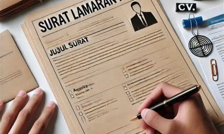 Proses penulisan surat lamaran kerja manual di atas kertas