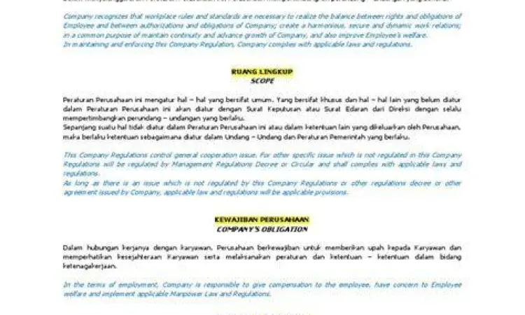 Penyusunan dokumen contoh kebijakan perusahaan