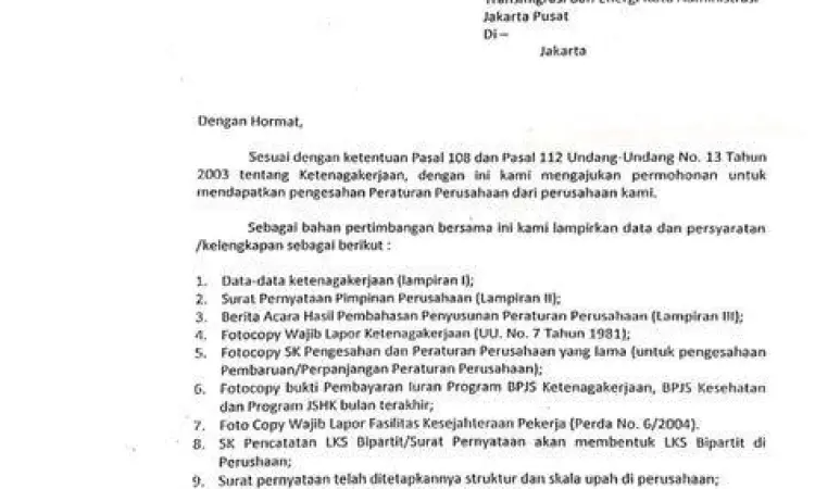 Suasana kantor Disnaker tempat pengesahan peraturan perusahaan
