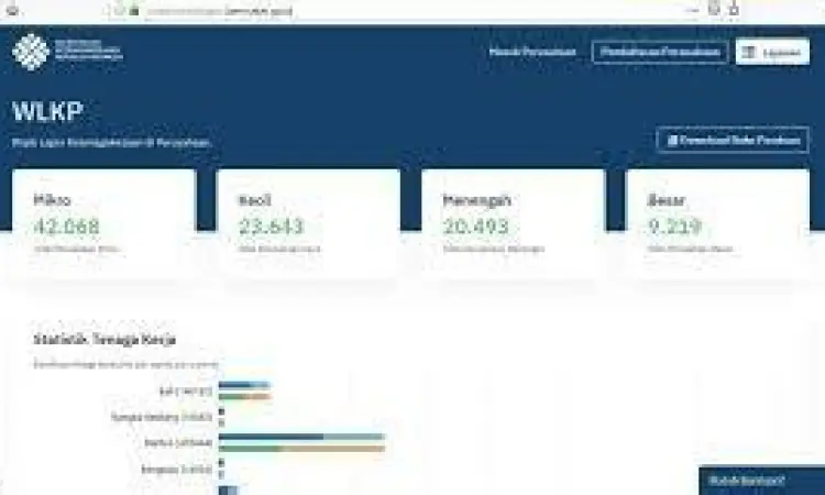 Sistem Online Disnaker Proses input data perusahaan di sistem WLKP online