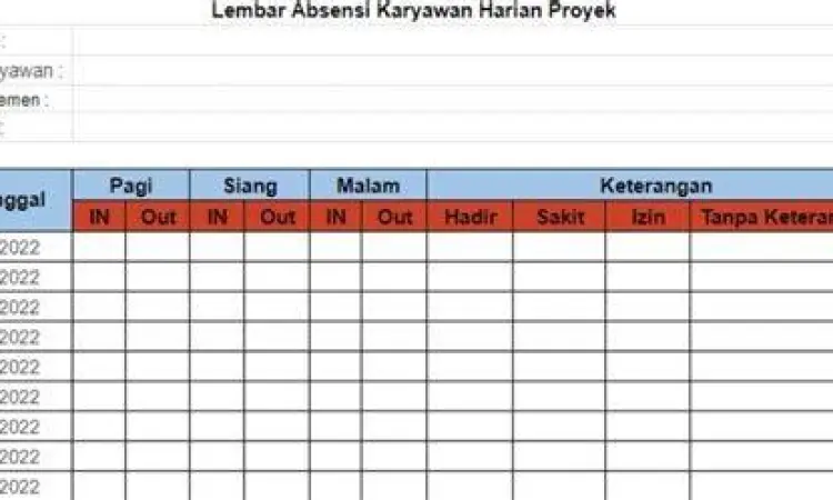 Tabel Absensi Tabel absensi karyawan rapat