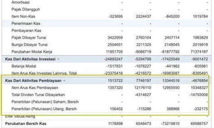 Grafik analisis arus kas operasional