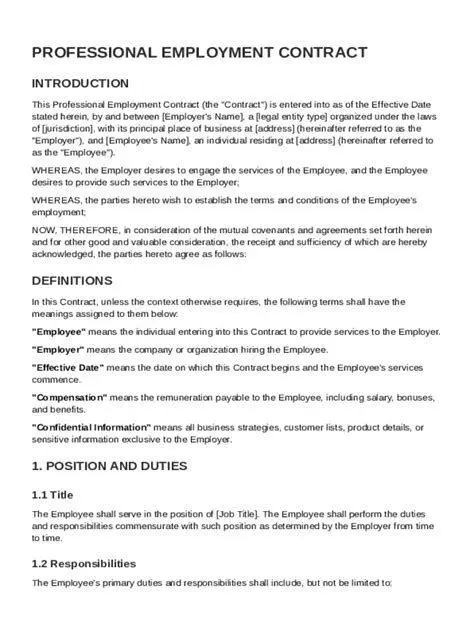 Template Kontrak Kerja Template dokumen kontrak kerja profesional