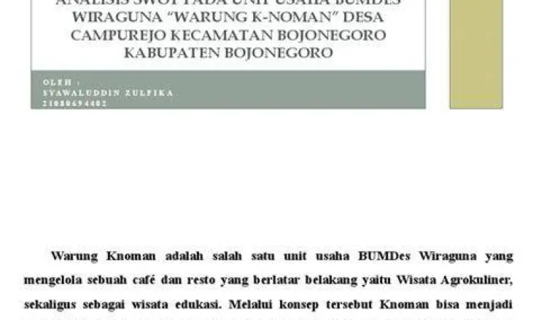 Analisis SWOT untuk BUMDes