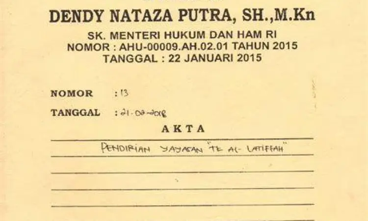 Proses legalitas pendirian yayasan