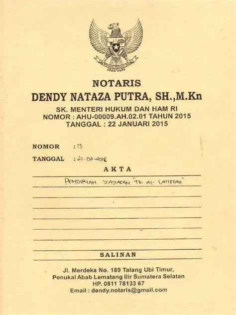 Legalitas Yayasan Proses legalitas pendirian yayasan