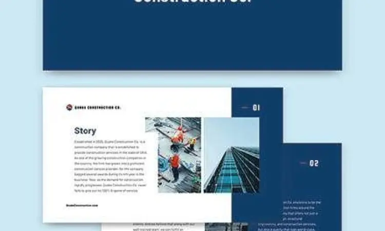 Desain layout profil perusahaan konstruksi modern