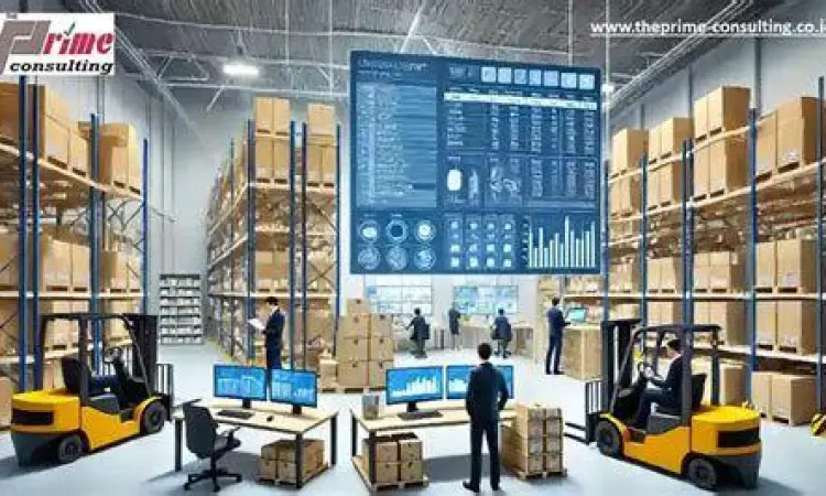 Petugas gudang mengelola stok barang dengan barcode scanner