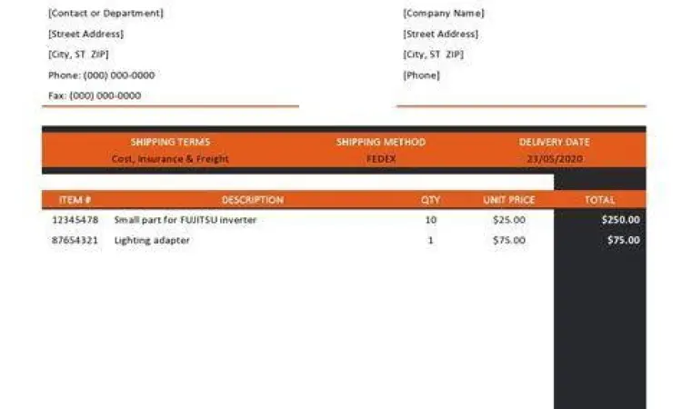 Template contoh po perusahaan dengan desain profesional