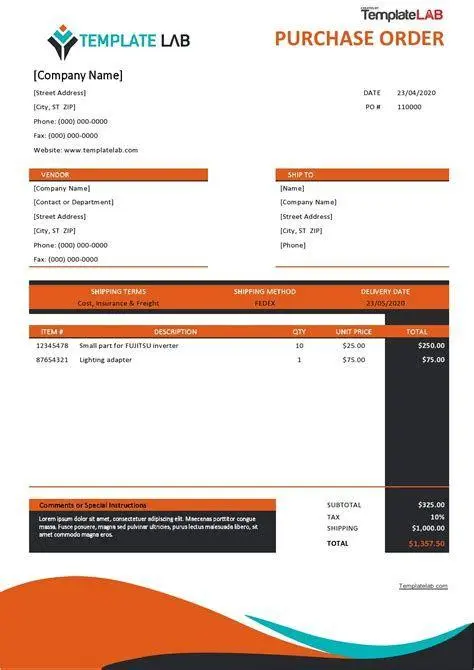 Template Purchase Order Modern Template contoh po perusahaan dengan desain profesional