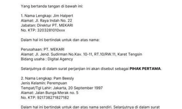 Dokumen kontrak kerja PKWTT dan SK Pengangkatan