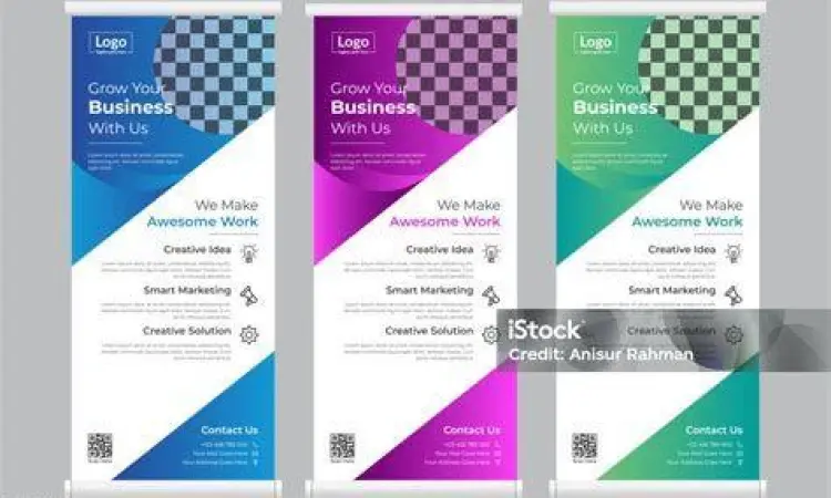 desain spanduk perusahaan minimalis dengan tipografi bersih