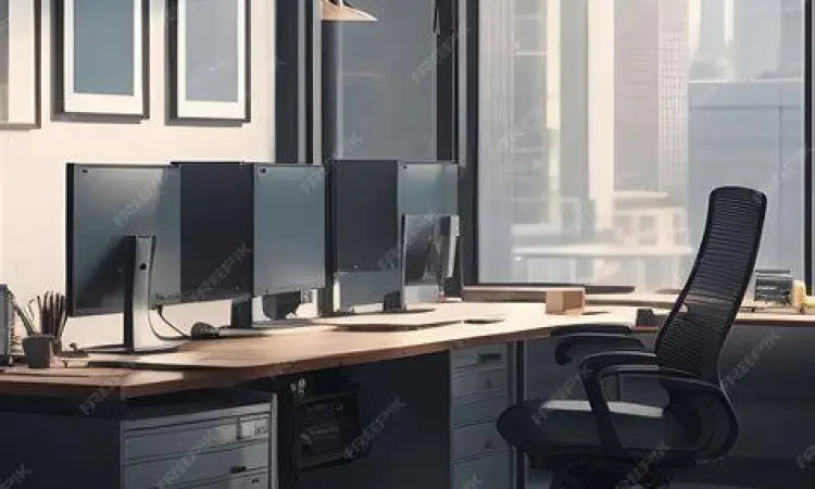 Suasana kantor profesional untuk korespondensi bisnis