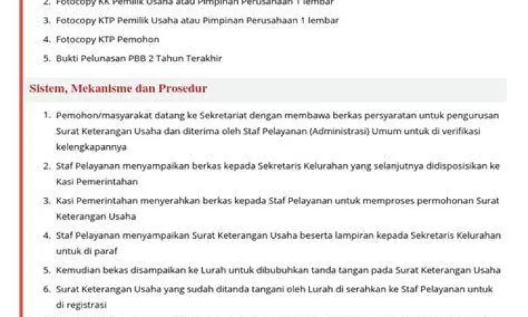 Alur prosedur pengajuan SKU di kantor kelurahan