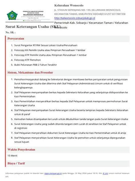 Prosedur Pengajuan SKU Alur prosedur pengajuan SKU di kantor kelurahan