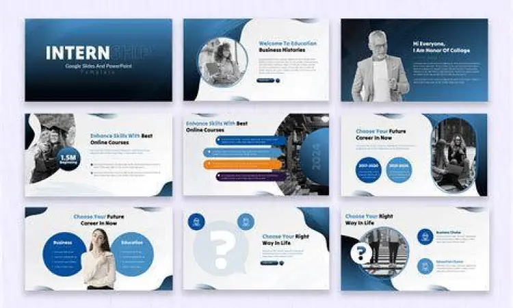 Seorang peserta magang mempresentasikan hasil kerjanya