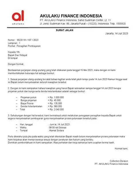 Contoh Surat Penagihan surat tagihan pembayaran resmi perusahaan