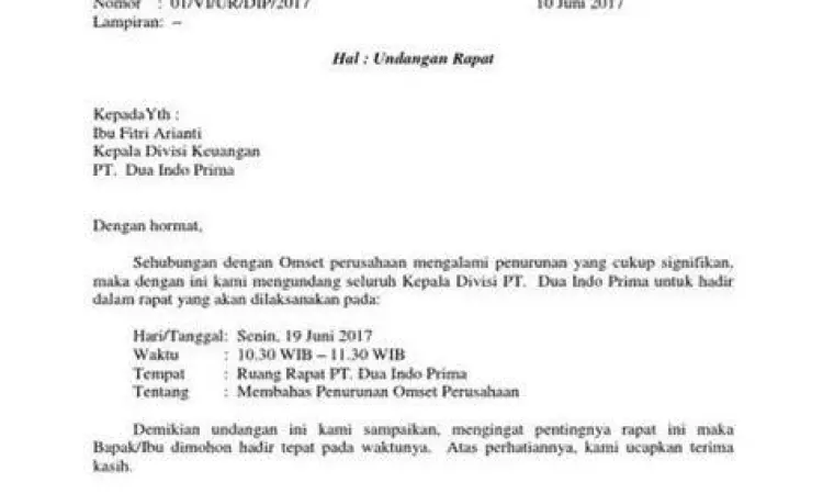 Format Surat Resmi Template format surat undangan resmi perusahaan yang benar