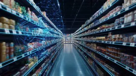 Display Produk Perusahaan Dagang Rak display barang di perusahaan ritel besar