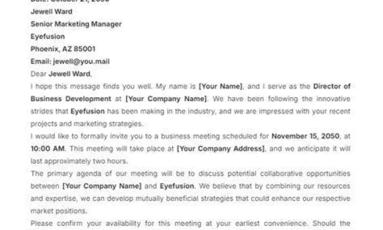 Contoh surat undangan pertemuan bisnis formal