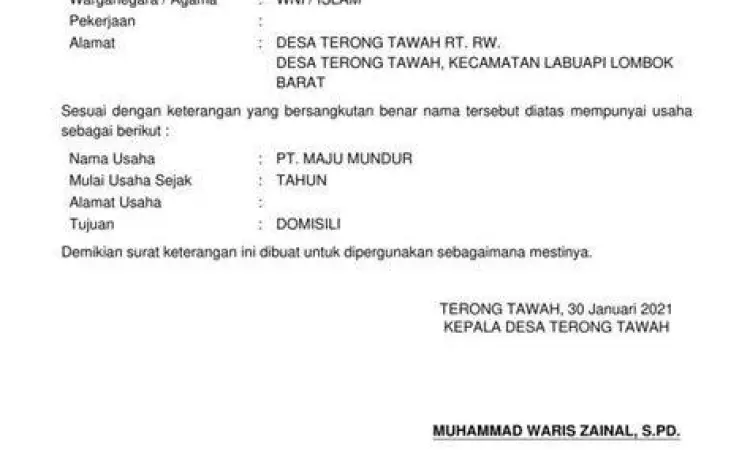 Alur pembuatan SKU di kantor desa