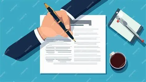 Peninjauan Dokumen Karyawan Manajer HRD sedang meninjau dokumen surat pernyataan