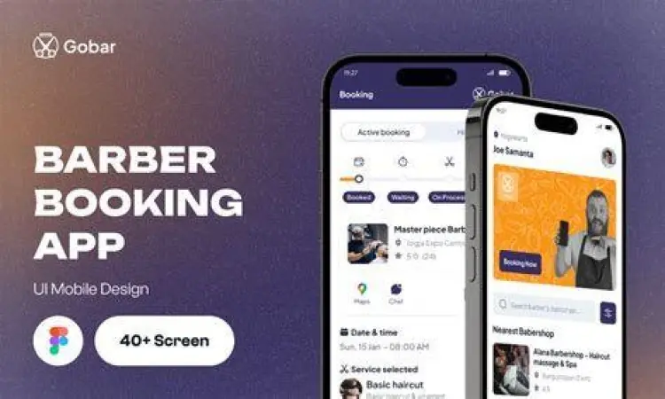 Aplikasi pemesanan barbershop di smartphone