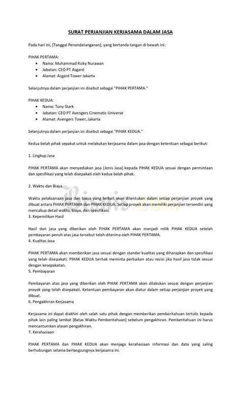 Dokumen Legalitas Dokumen perjanjian kerjasama contoh bentuk badan usaha