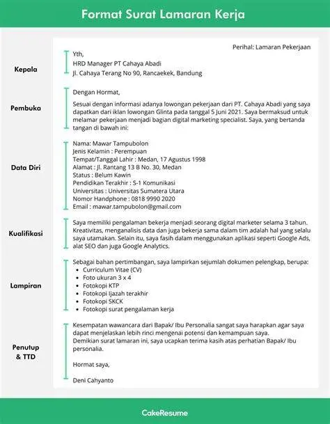 Struktur Surat Lamaran Kerja Struktur anatomi surat lamaran kerja modern