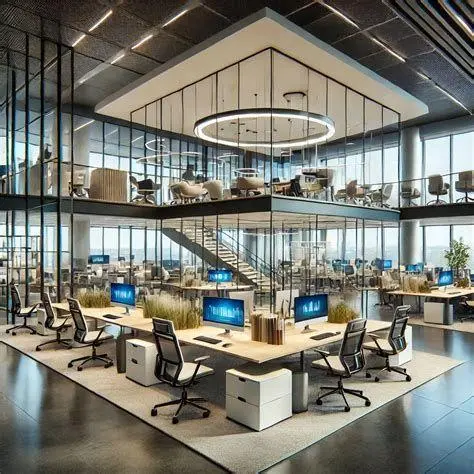 Hybrid Workplace Layout Denah kantor hybrid dengan zona kolaborasi