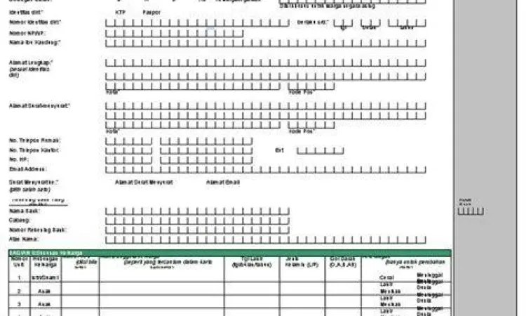 Contoh formulir pendaftaran untuk mendapatkan NPP perusahaan