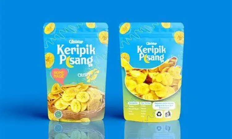 kemasan keripik pisang pouch desain menarik