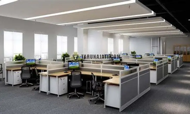 ruang kantor modern dengan fasilitas lengkap